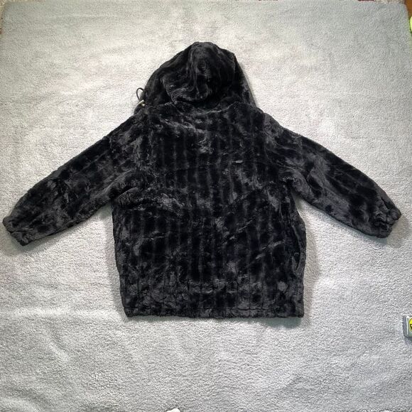 Y2k Faux Fur Coat Women's Full Zip Hoodie Jacket Oversized XL - Picture 4 of 5